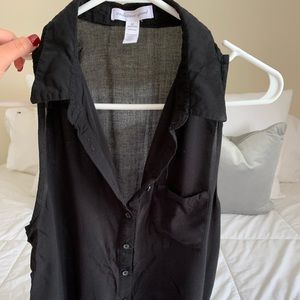 Ambiance Apparel Black Tie up Shirt